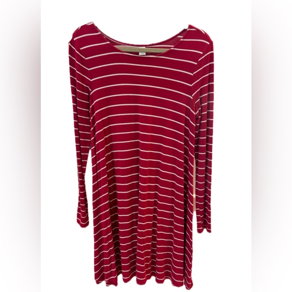 Old Navy Pink & White Striped Long Sleeve Dress